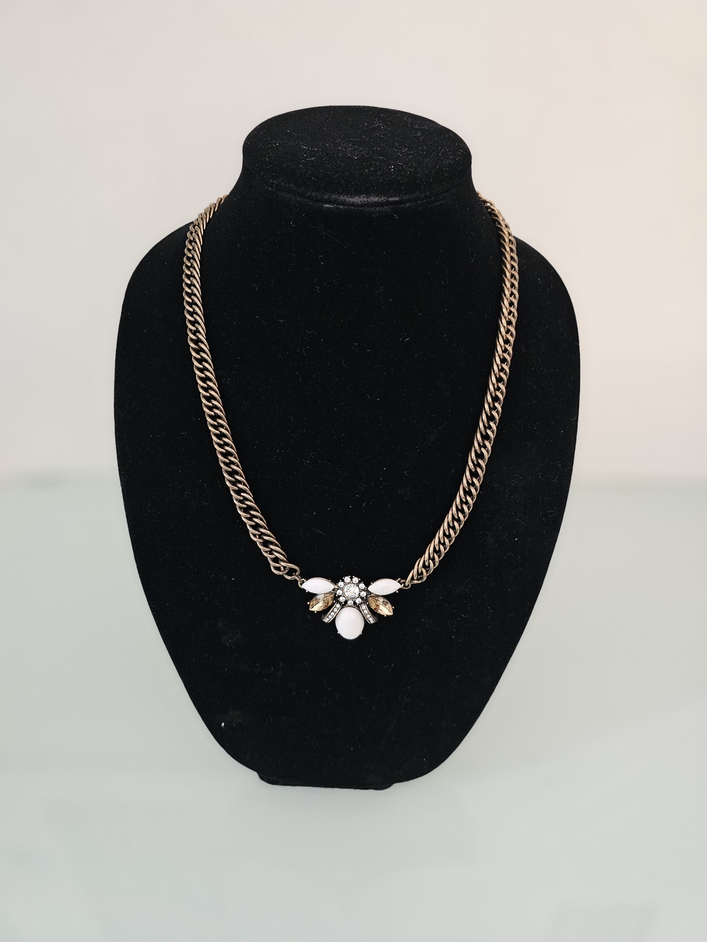 Vintage Statement Necklace with Insect Pendant | Gold Chunky Chain Link